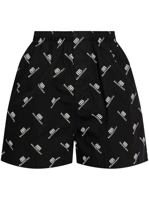 Logo-print cotton-poplin shorts - Black