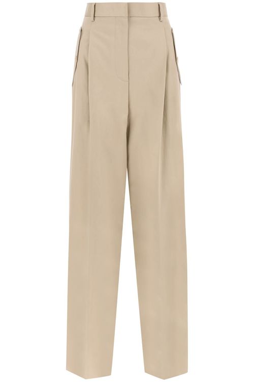 -Pantaloni Ampi In Gabardine-Donna