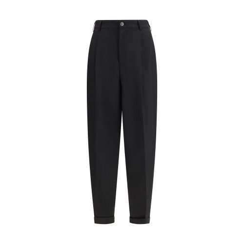 Pleated Wool Trousers — Black