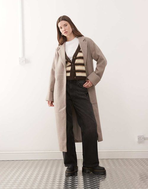 Longline coat in beige-Neutral