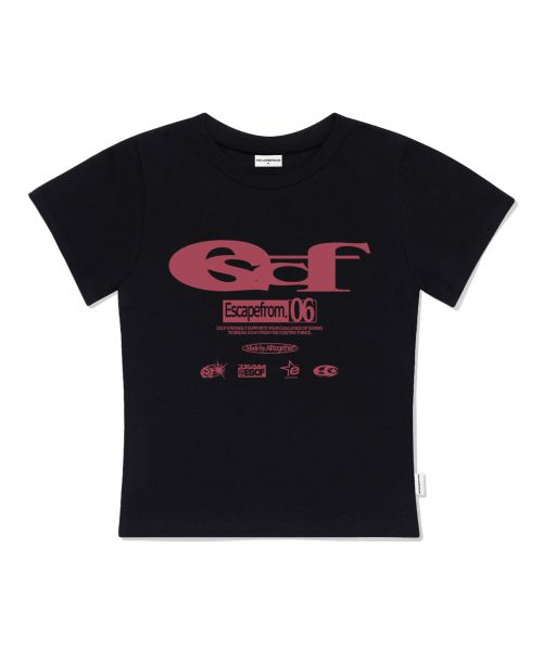 ESCF Logo Collage Print Slim Fit Short Sleeve Tee Black