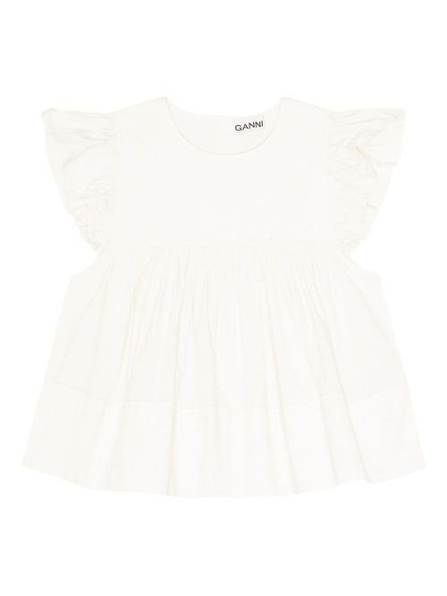 GANNI ruffle-detail top - White