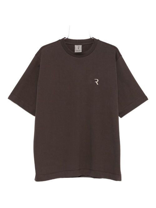 Logo-embroidered cotton T-shirt - Brown