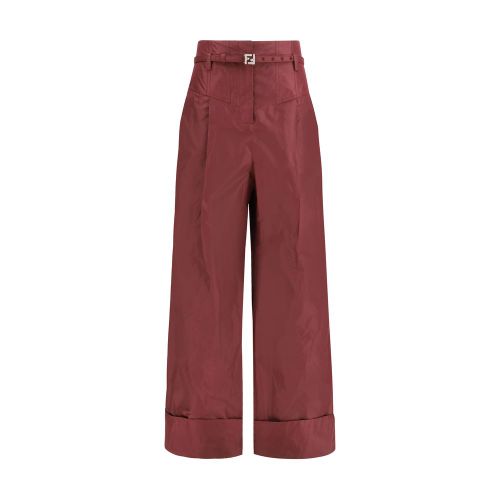 Silk Taffeta High-Waisted Trousers — Red