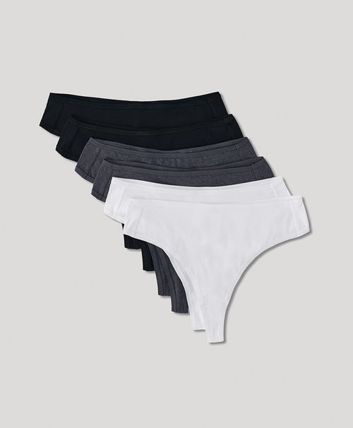 Women's Charcoal Basics Everyday High Rise Thong 6-Pack