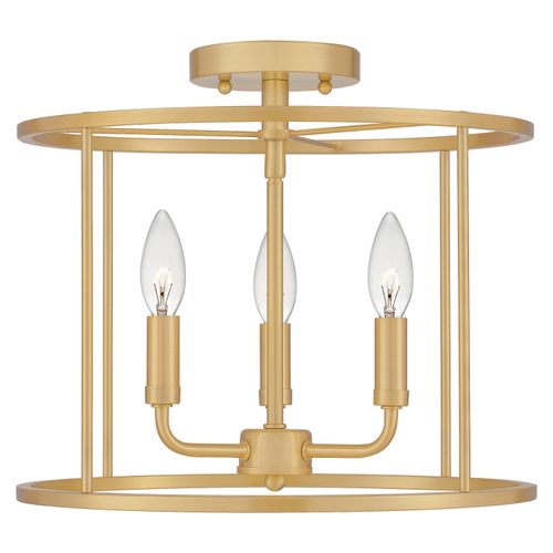 Abner 3-Light Semi-Flush Mount in Aged Bra