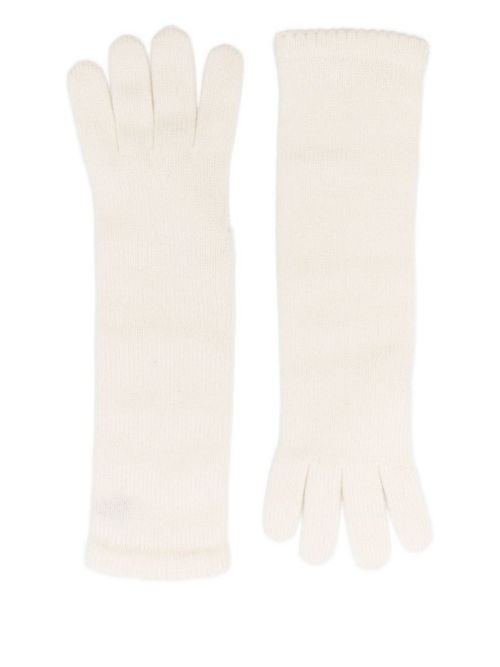 Beige Solid Knitted Gloves