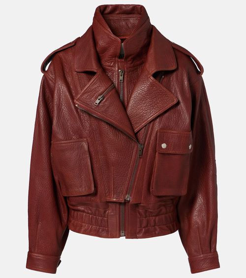Aneli leather bomber jacket