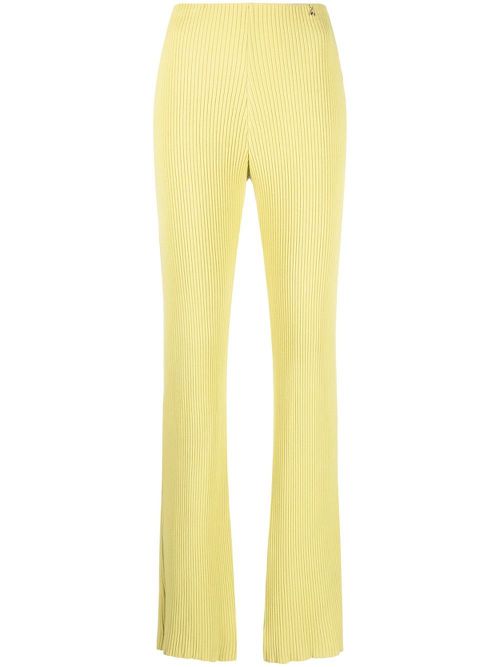Ribbed-knit side-slit trousers - Yellow