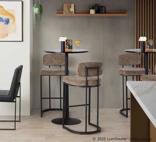 LumiSource Demi Bar Height Stool (Set of 2), Brown/Black