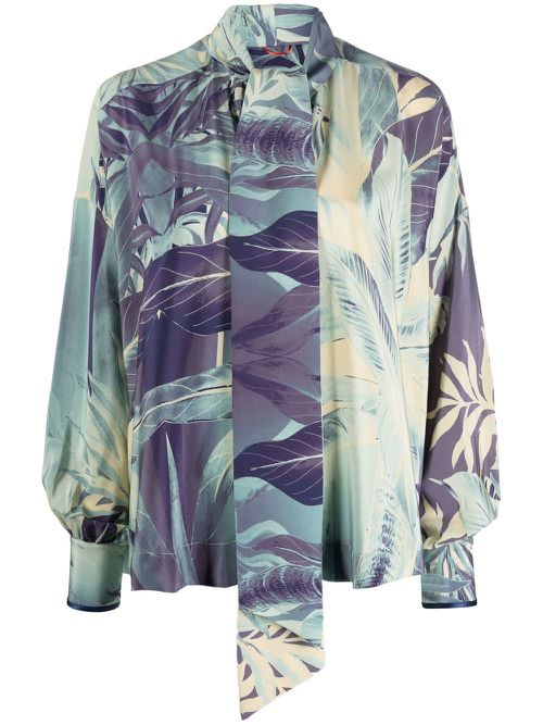 Jungle-print silk blouse - Blue