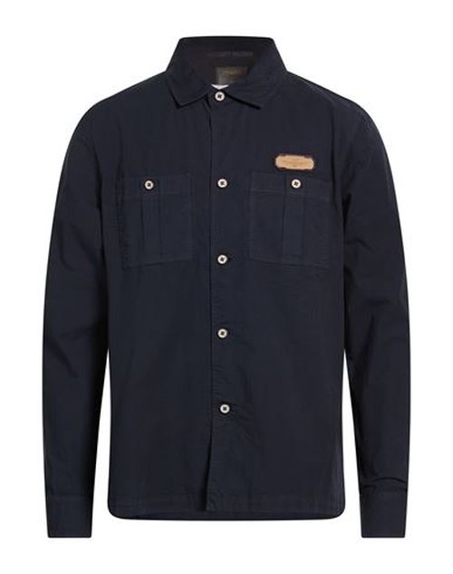 Man Shirt Midnight blue Size 42 Cotton, Elastane