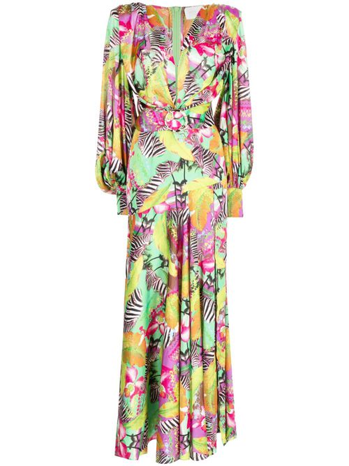 Abstract-print long dress - Multicolour