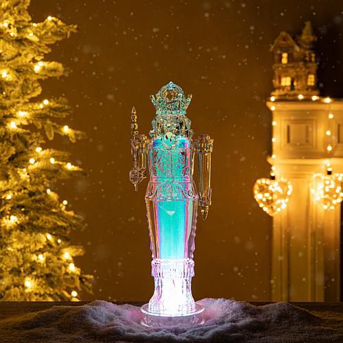 "18"" H Acrylic LED Color-Changing Lighted Tabletop Nutcracker"