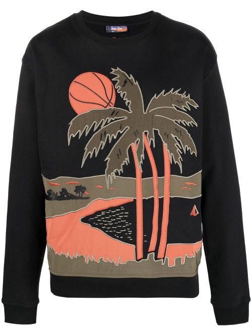 Palm tree print jumper - Black
