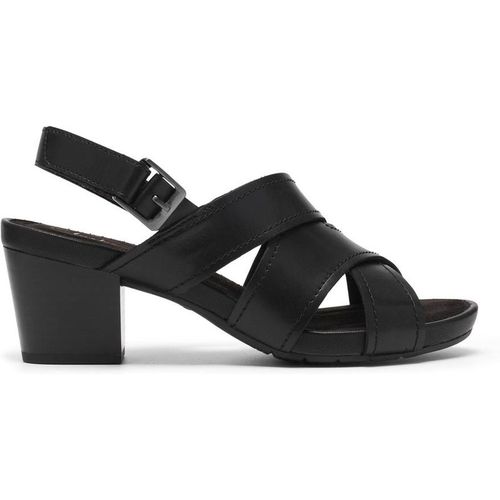 Clarks Women's Kymber Shine Black Leather Heeled Sandals | : 5/Standard Fit