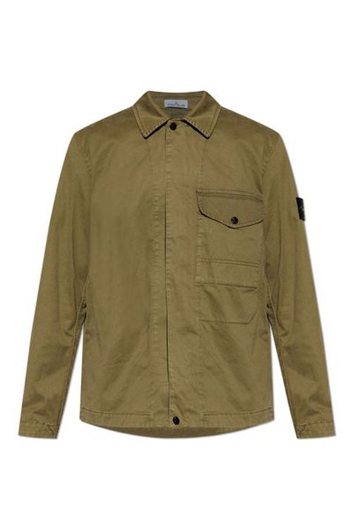 Stone Island Logo Patch Long Sleeved Shirt Jacket