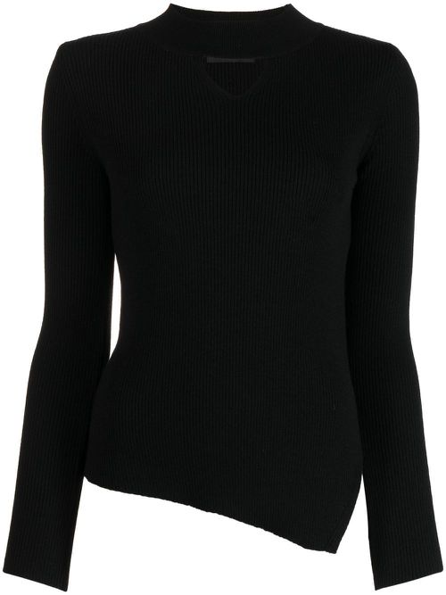 Ribbed-knit cut-out sweater - Black