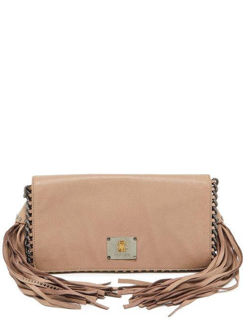 Pre-owned fringe-embellished clutch bag - Neutrals