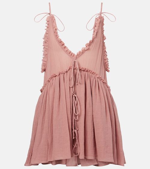 Ruffled cotton gauze minidress