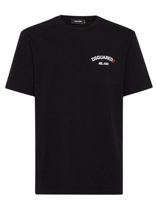 Dsquared2 Regular Fit Rubber Logo Black T-Shirt - Black