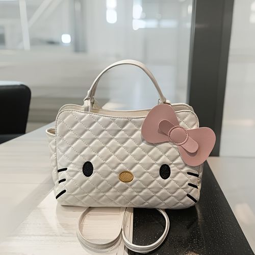 TEMU Sanrio Katie Light Luxury per Donna - Stampa a Quadri Elegante con Rosa e , Spallacci Regolabili, Chiusura a Cerniera Capiente, Poliestere