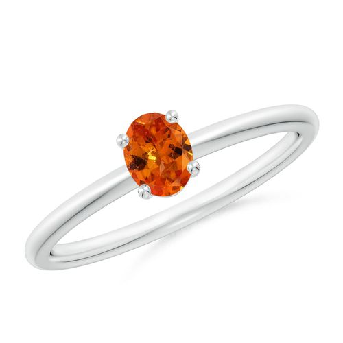 Angara 0.42 Carat Classic Solitaire Oval Spessartite Promise Ring in Silver