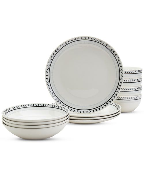 Lucca 12 Pc. Dinnerware Set, Service for 4 - White