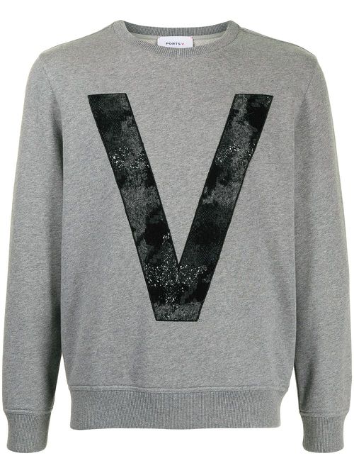Logo-appliqué sweater - Grey
