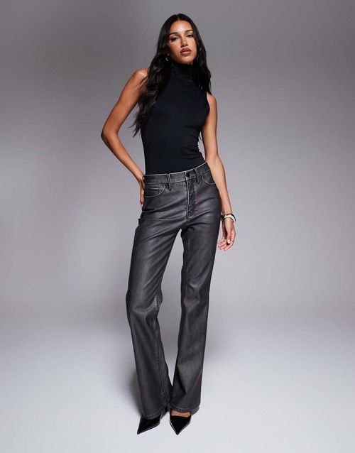 Good classic bootcut faux leather pants in black