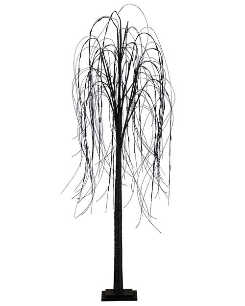 6ft Pre-Lit Halloween Black Willow Artificial Fall Tree With  160 Orange & Purple LED Lights
