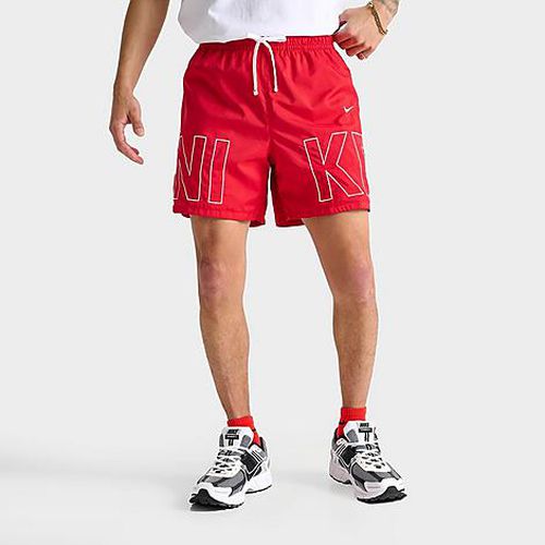 Men's Sportswear Embroidered Woven Flow Shorts in Red/White