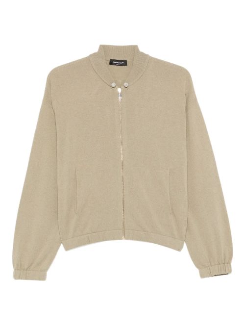 Zip-Fastening Cardigan — Beige