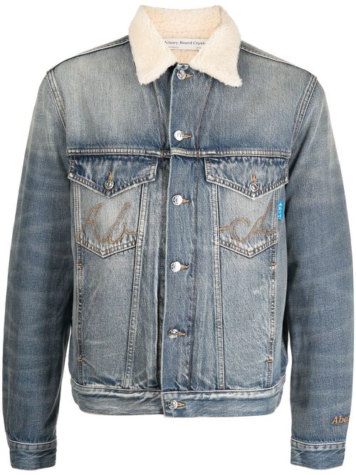 Embroidered-logo denim jacket - Black