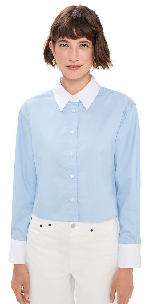 The Cropped Everything Shirt in French Blue French Blue