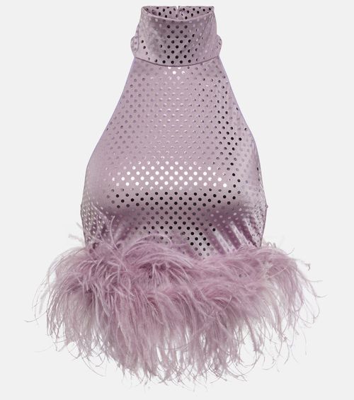 Disco Plumage feather-trimmed top