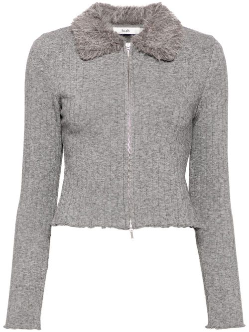 Zip-up ribbed cardigan - Grey