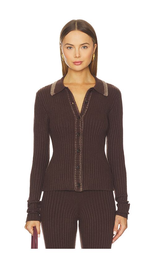 Lovers and Friends Tila Rib Cardigan in Brown & Tan. XXS also in L, M, S