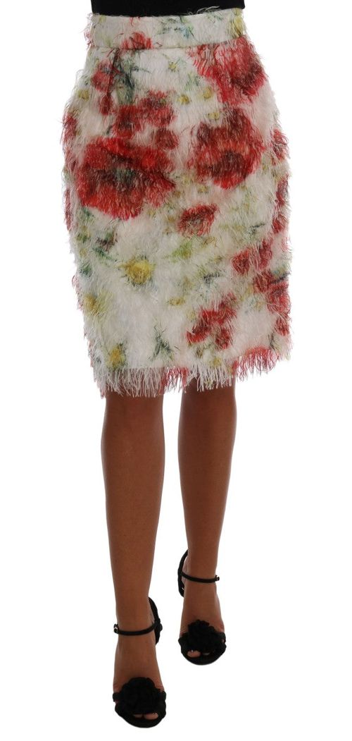 Floral Textured Skirt — White