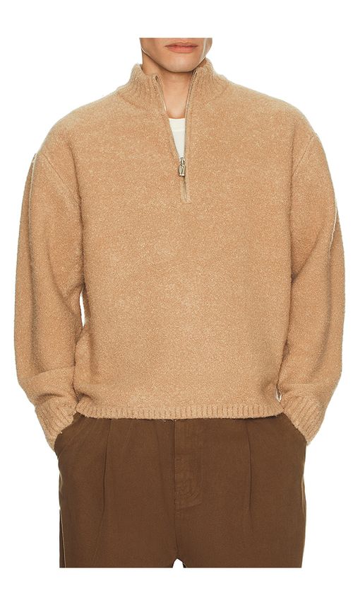 Le17Septembre Boucle Half Zip Pullover in Beige. 52. Also