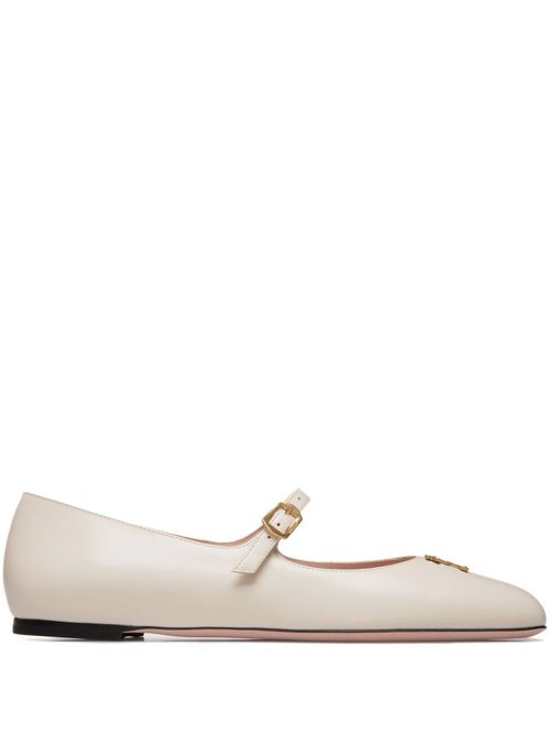 Logo-plaque ballerina shoes - Neutrals