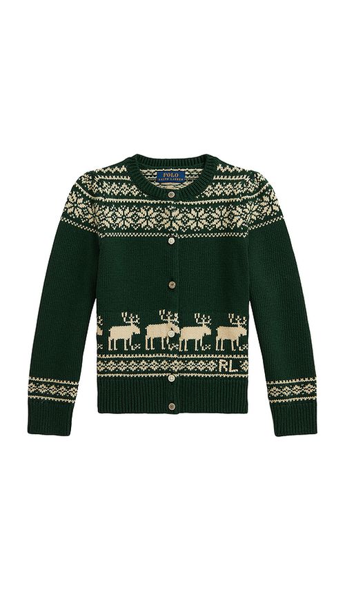 Polo Ralph Lauren Long Sleeve Intarsia Holiday Cardigan in Northwest Pine Multi. 6 also , 3