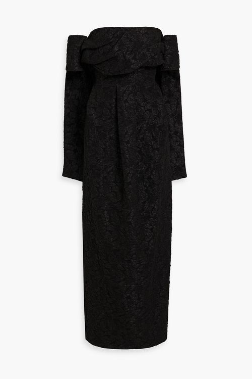 Ariana strapless draped cloqué gown - Black - US 2