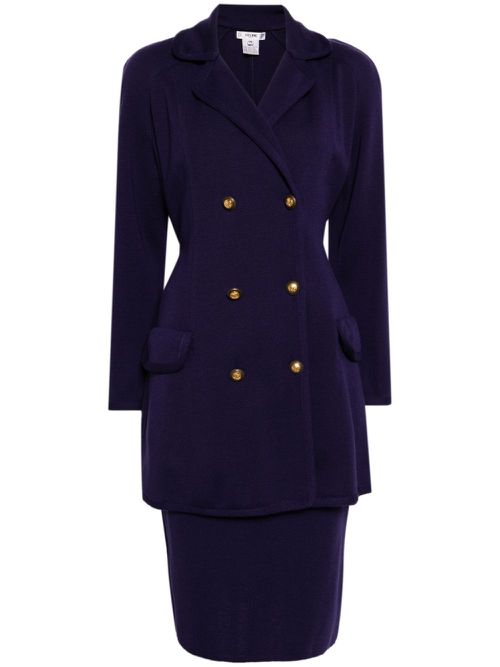 Double-breasted wool skirt suit - Purple