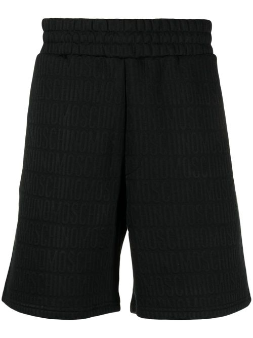 모스키노 남성 monogram-jacquard elasticated track shorts - Black A03057629