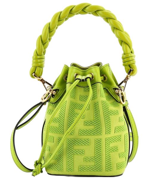 Woven Handle Mon Tresor Bucket Bag Zucca Embroidered Canvas Mini (Authentic Pre-Loved)
