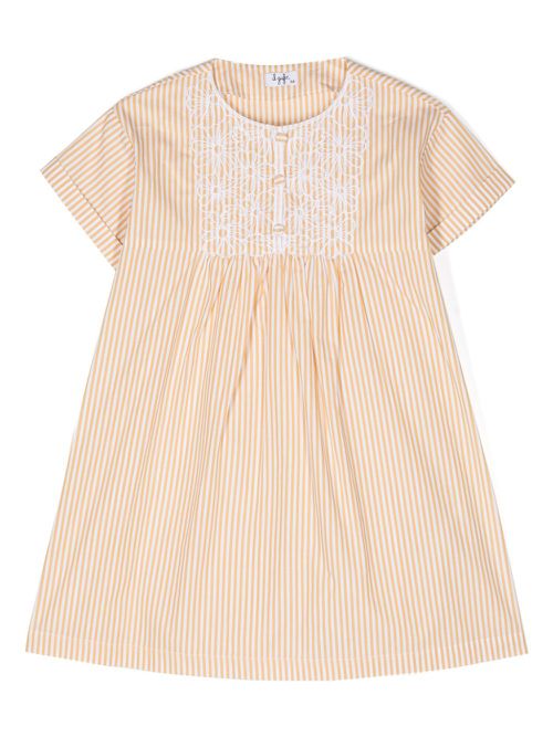 Striped short-sleeve dress - Yellow