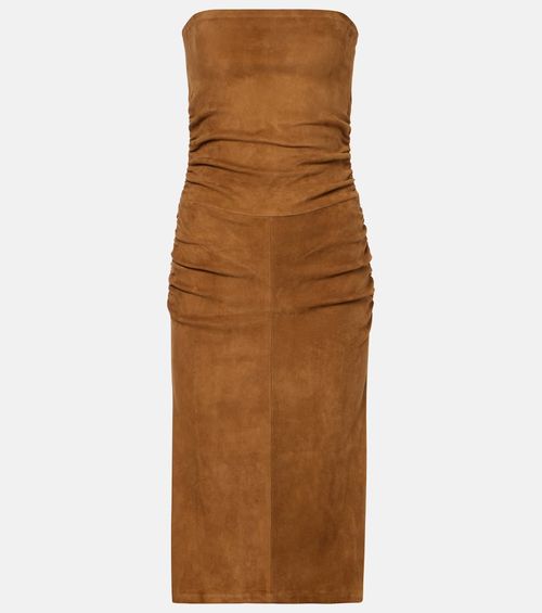 Salma ruched suede midi dress