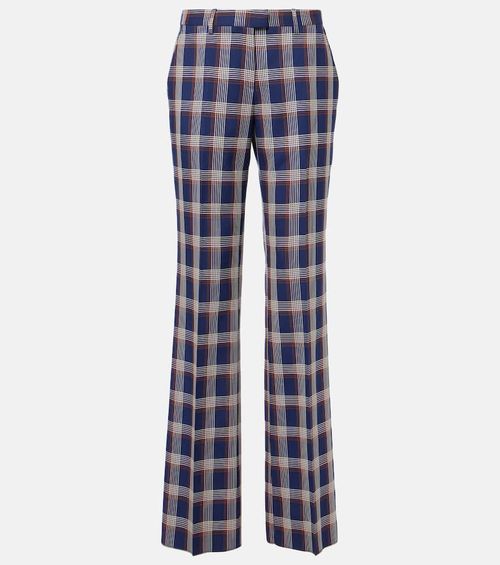 Checked high-rise wool wide-leg pants