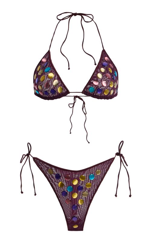 Bubble Embellished Knit Bikini Set - Moda Operandi
